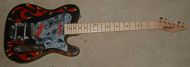 Ray Pratley's Tomkins Custom with Bigsby, wide neck and flame paint job